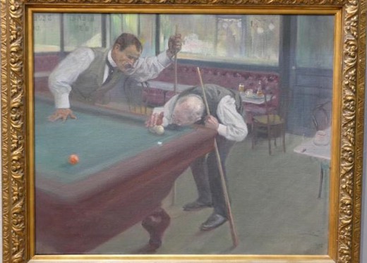 Antique painting "Billiard Party"