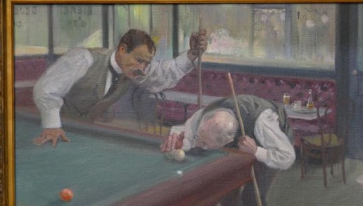 Antique painting "Billiard Party"