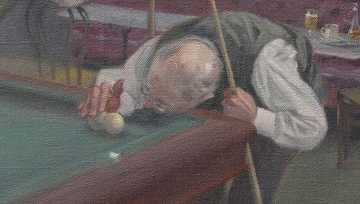 Antique painting "Billiard Party"