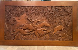 Antique carved panel "Hunting"