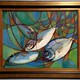 Vintage painting "Still life with fish"