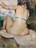 Antique painting "The Nude Flutist" Antique painting "The Nude Flutist"