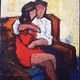 Antique painting "Couple in love"