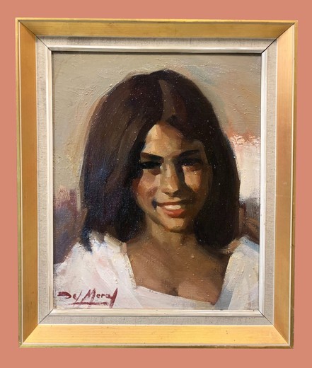 Антикварный портрет девушки