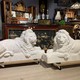 Pair marble Lions sculptures