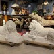 Pair marble Lions sculptures