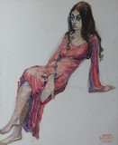 Винтажный рисунок "В красном платье"