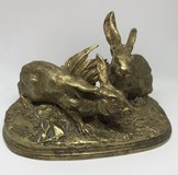Антикварная скульптура «Зайцы»