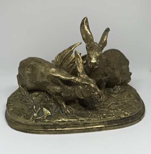 Antique sculpture "Rabbits"