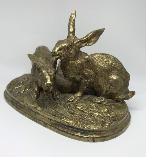 Antique sculpture "Rabbits"
