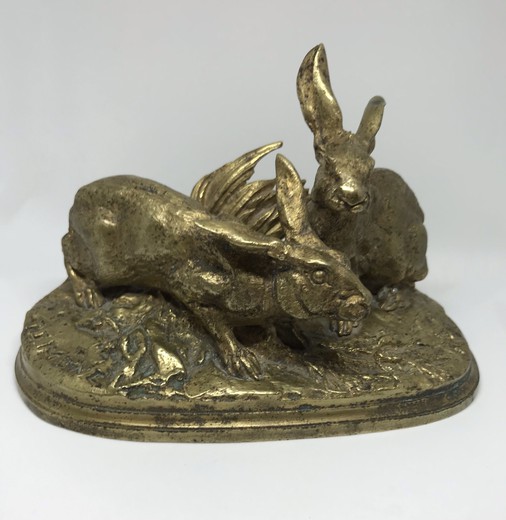 Антикварная скульптура «Зайцы»