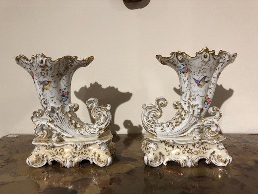 Pair antique goblets "Horn of plenty"