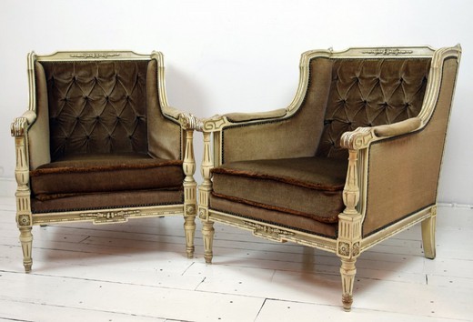 Pair of Louis XVI style armchairs