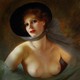 Antique painting "Lady with a Fan"