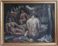 Antique painting "Night bathing"