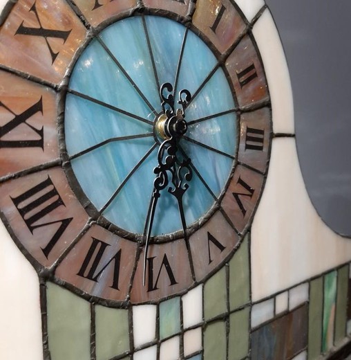 Антикварные часы-ночник из витражного стекла