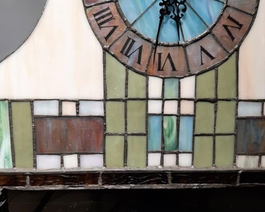 Антикварные часы-ночник из витражного стекла