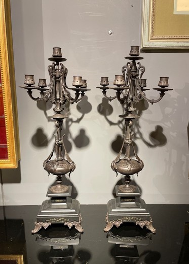 Pair antique candelabras