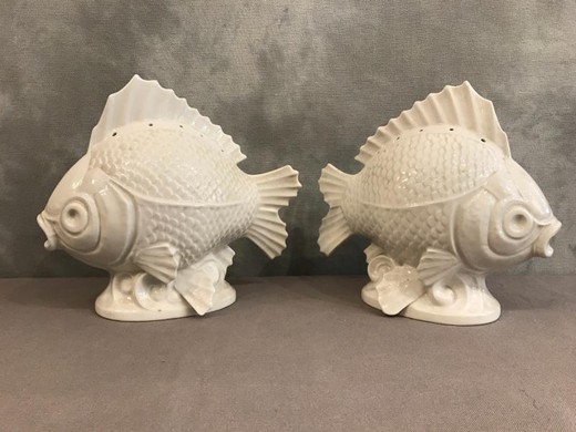 Antique pair sculptures "Fish"