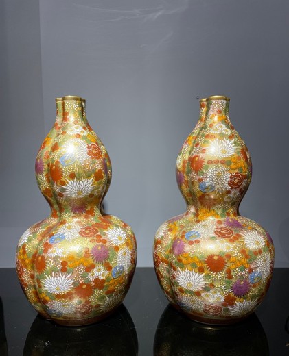 Pair antique pumpkins vases