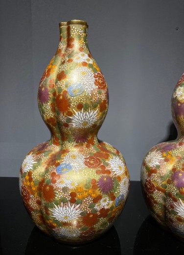 Pair antique pumpkins vases