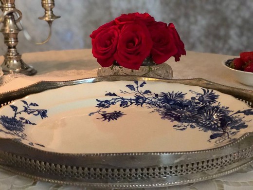 Antique tray and a dish