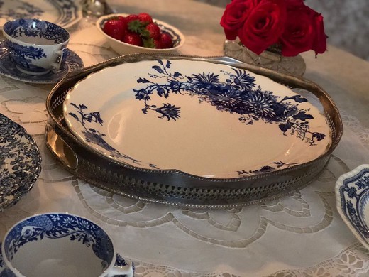 Antique tray and a dish