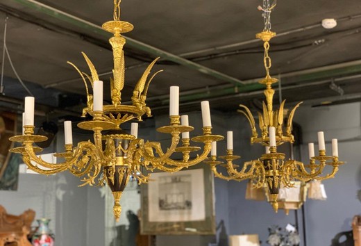 Pair of chandeliers in the Empire style