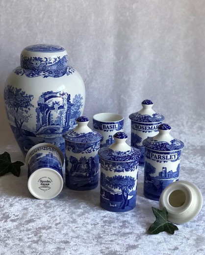 Antique spode porcelain spice jars