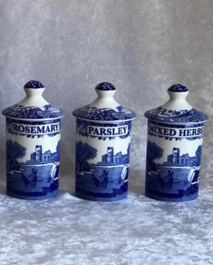 Antique spode porcelain spice jars