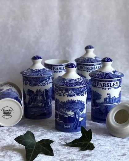 Antique spode porcelain spice jars