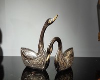 Pair antique sculptures of swans