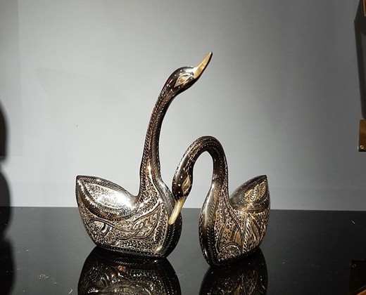 Винтажные парные скульптуры "Лебеди"