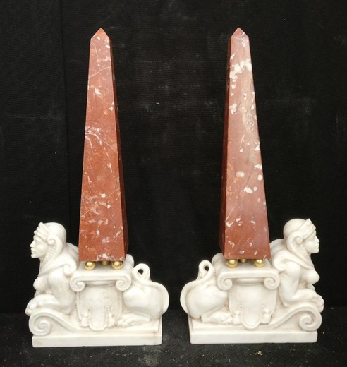 Pair Venitian antique gorgeous obelisks
