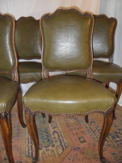 4 antique rococo leather chairs