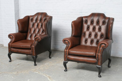 Pair antique Chesterfield armchairs