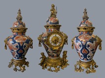 Imari antique vases and clocks