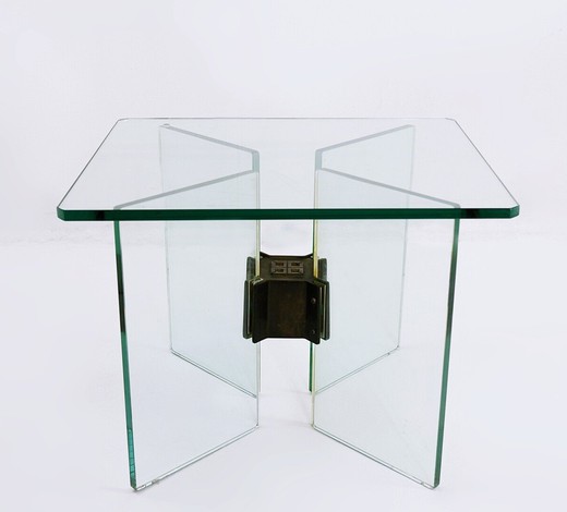 Vintage table in brass and glass