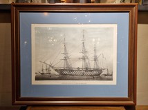Antique engraving "Galleon at anchor"