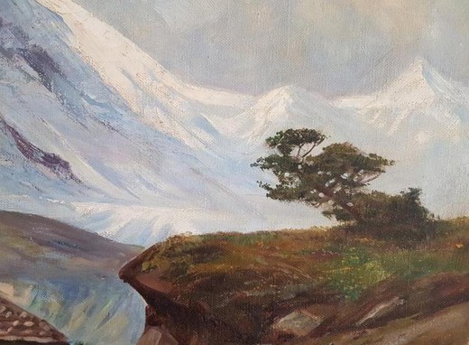 Антикварная картина "Гора Маттерхорн"