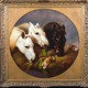 Antique painting "Three horses"