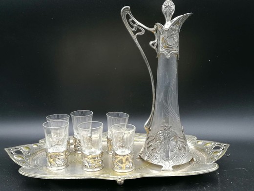 Antique art nouveau liquor set