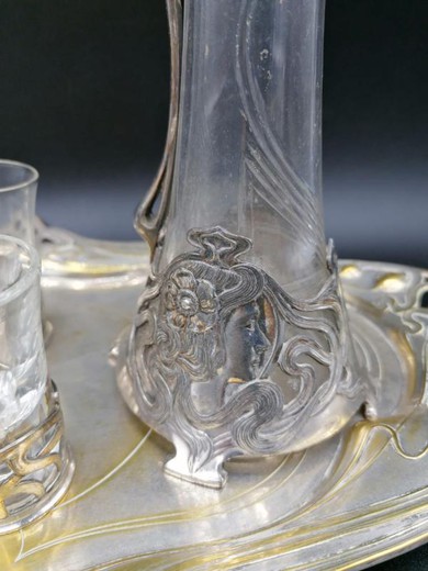 Antique art nouveau liquor set