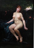Antique painting "Bathing"