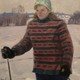 Antique painting "Skier"