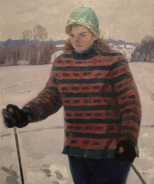 Antique painting "Skier"