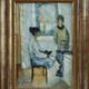 Antique painting "Conversation in the kitchen"