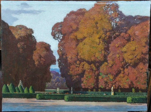 Antique painting "Gardens of Versailles"