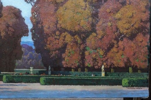 Antique painting "Gardens of Versailles"