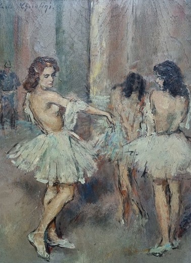 Antique painting "Dancers"